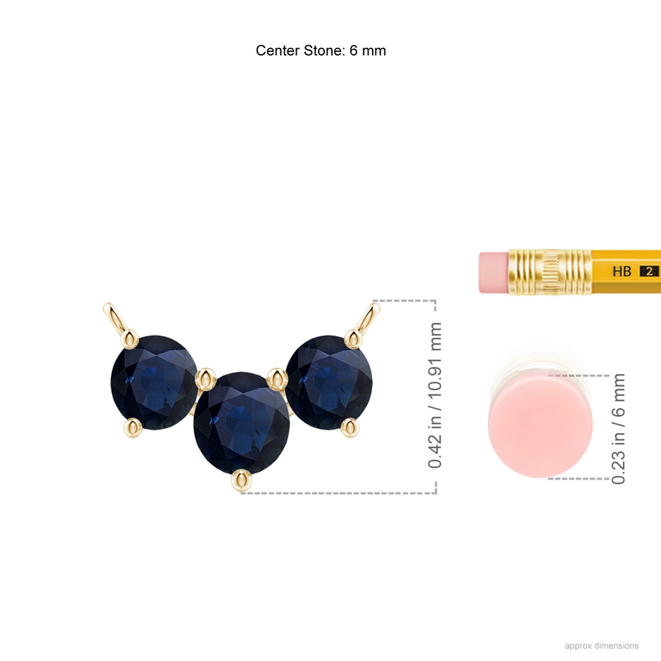 6mm A Classic Trio Sapphire Necklace in Yellow Gold ruler