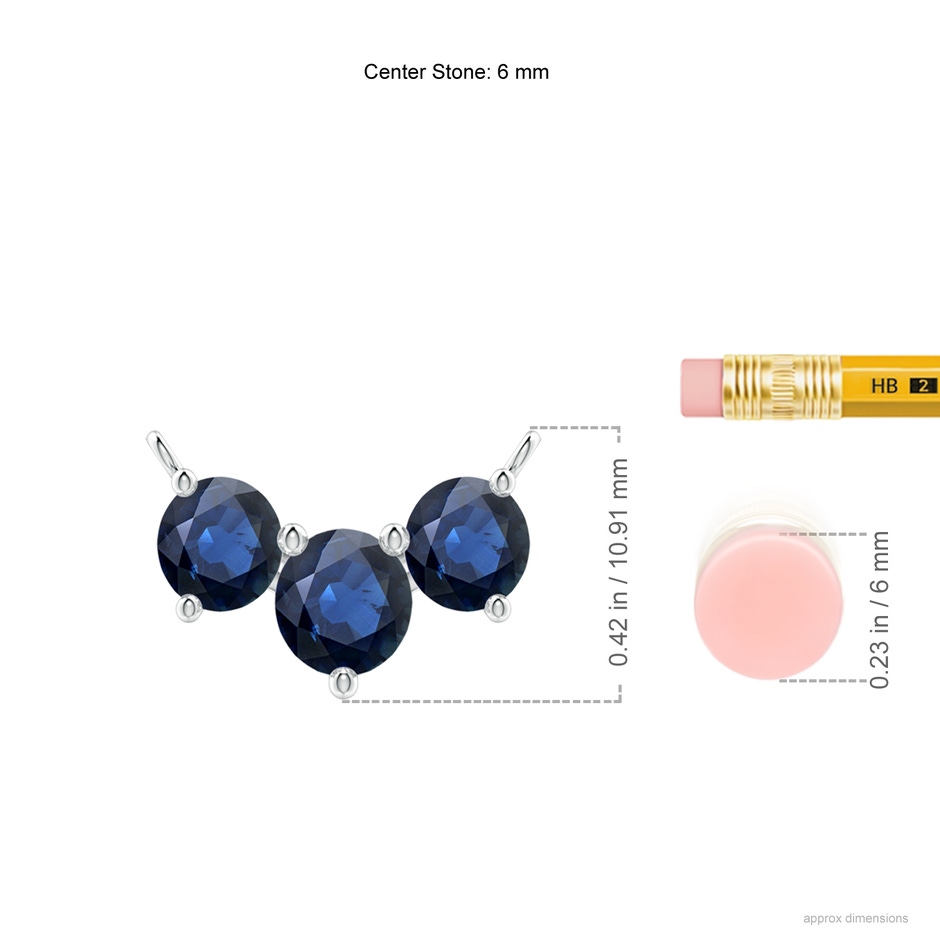 6mm AA Classic Trio Sapphire Necklace in P950 Platinum ruler
