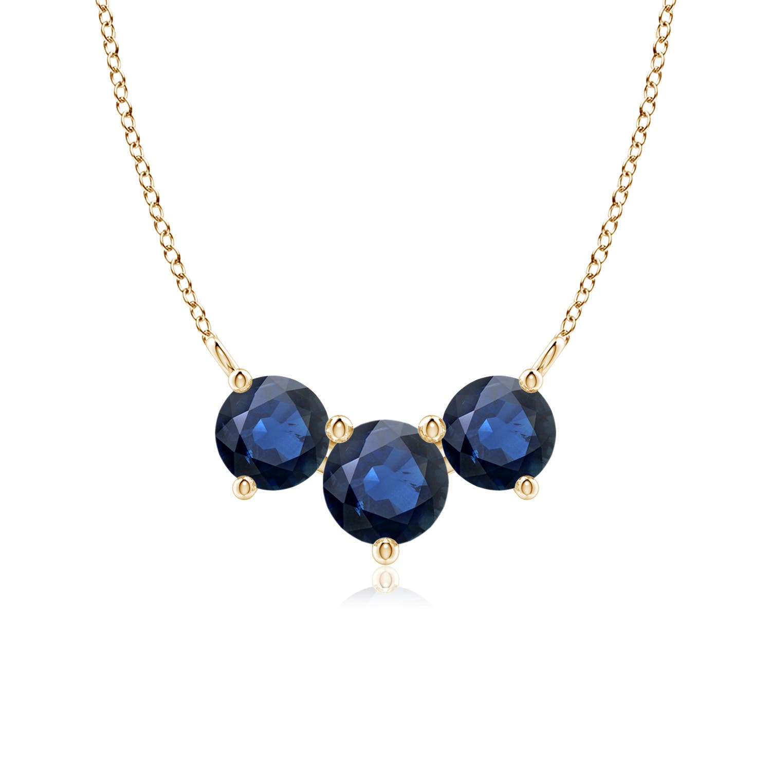 6mm AA Classic Trio Sapphire Necklace in Yellow Gold