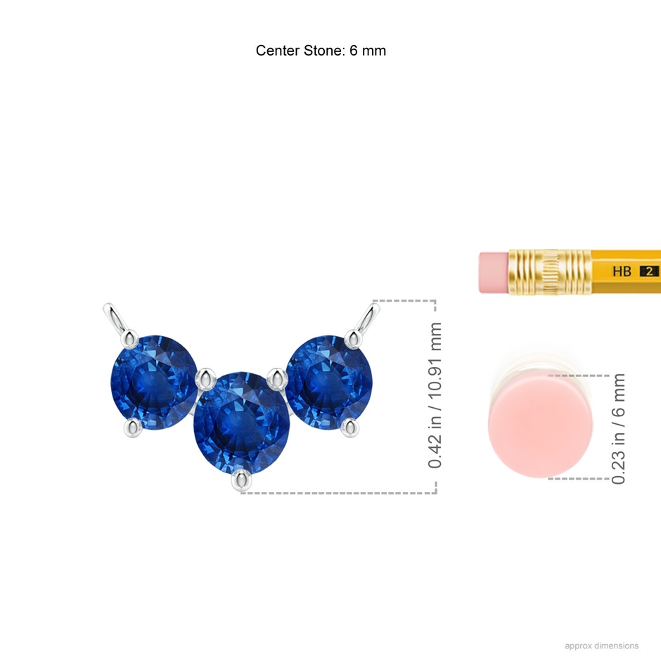 6mm AAA Classic Trio Sapphire Necklace in P950 Platinum ruler