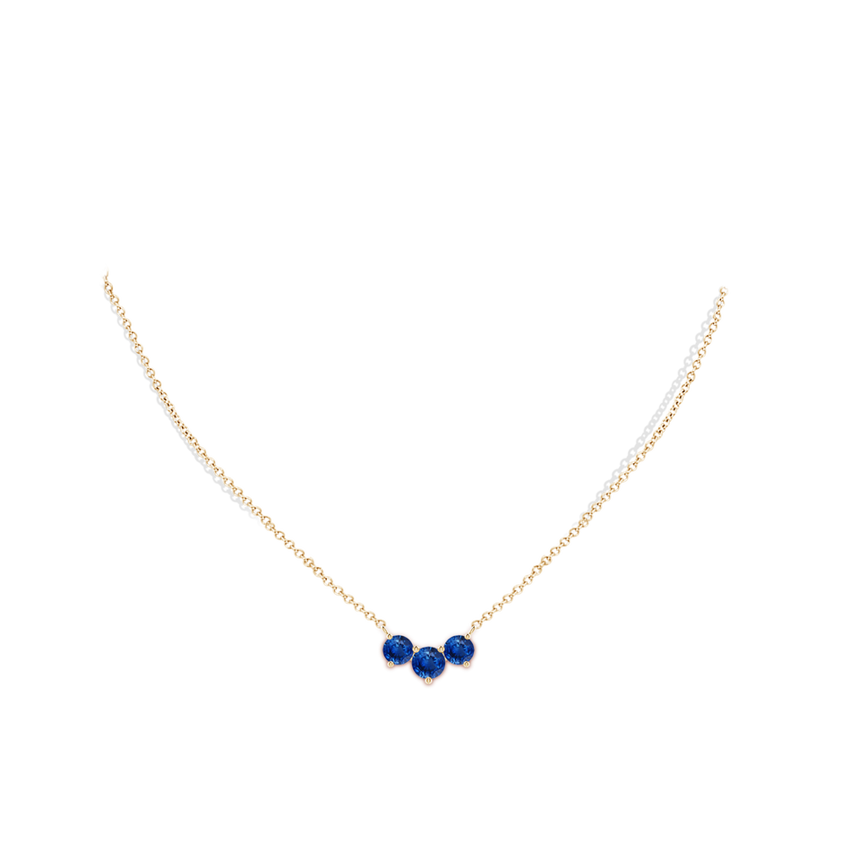 6mm AAA Classic Trio Sapphire Necklace in Yellow Gold pen