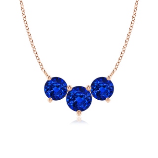 6mm AAAA Classic Trio Sapphire Necklace in Rose Gold