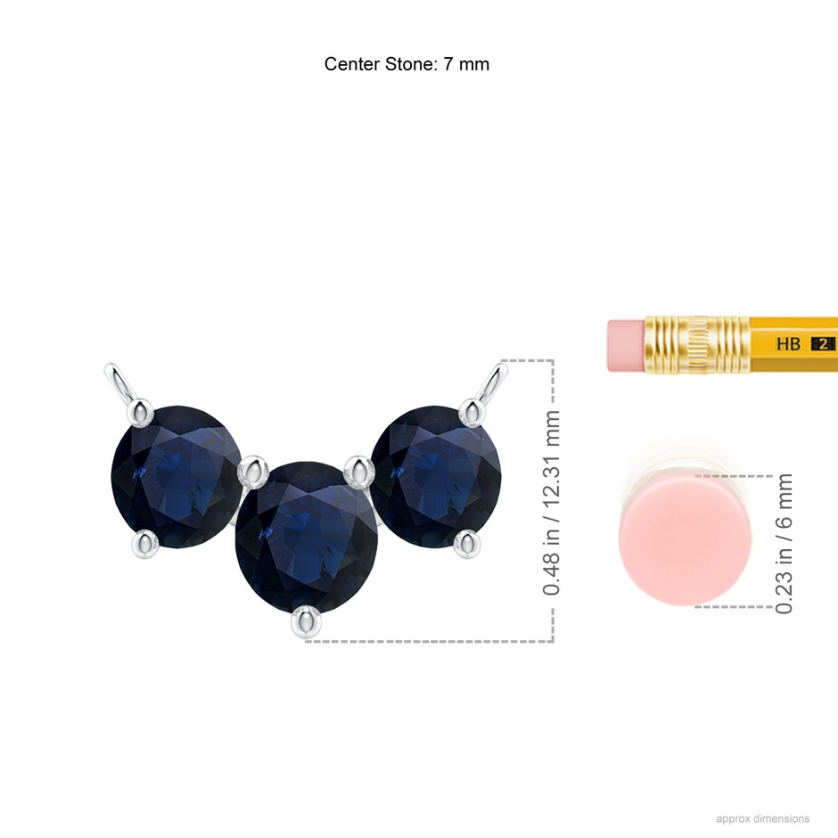 7mm A Classic Trio Sapphire Necklace in P950 Platinum ruler