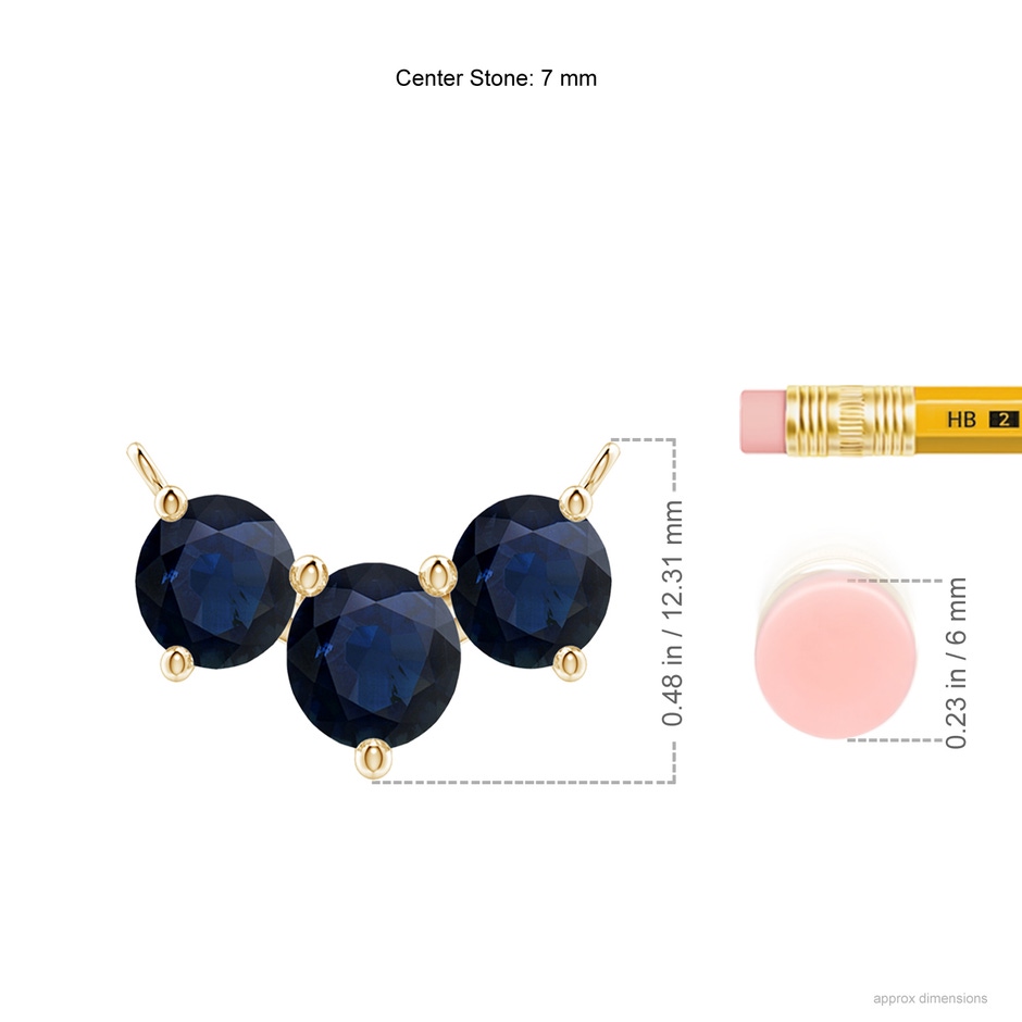 7mm A Classic Trio Sapphire Necklace in Yellow Gold ruler