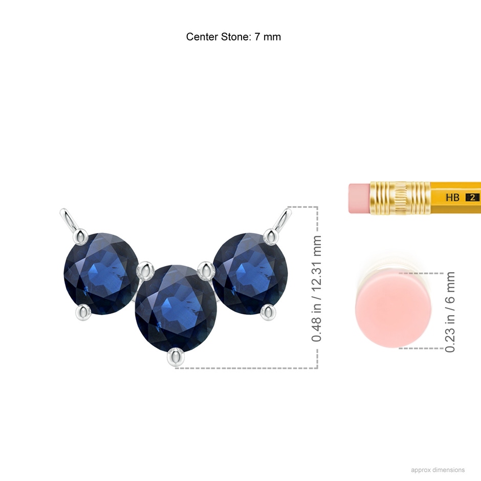 7mm AA Classic Trio Sapphire Necklace in White Gold ruler