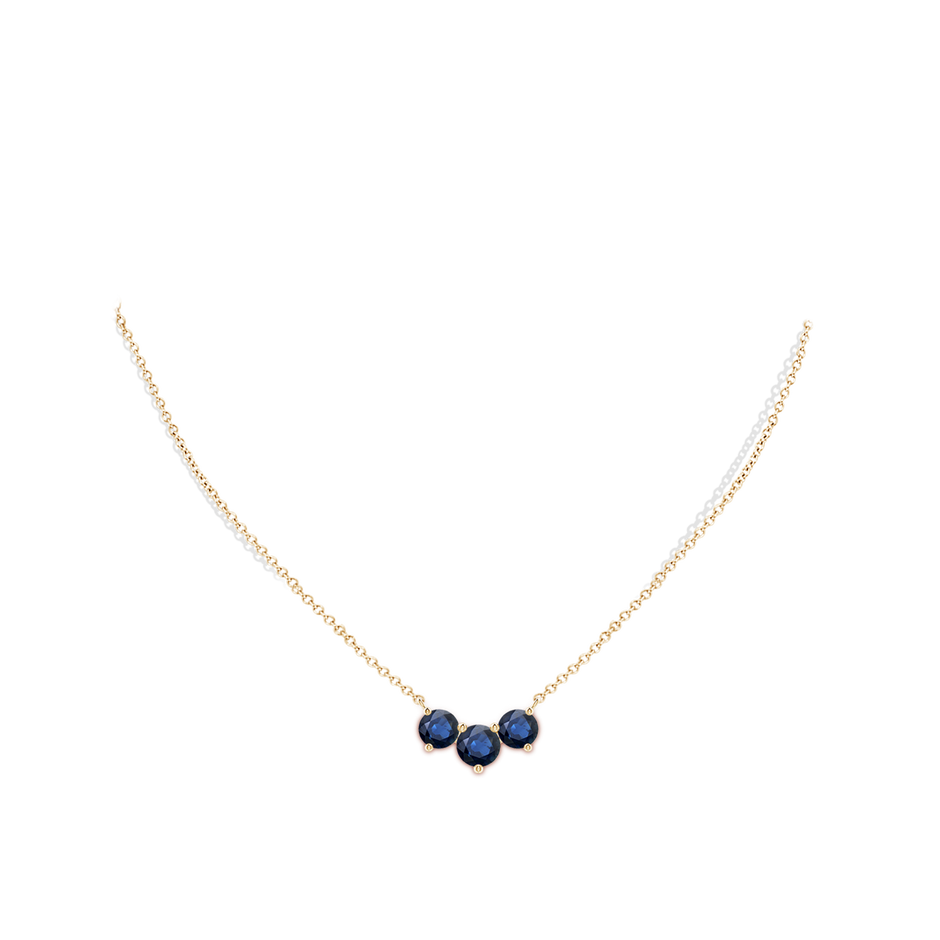 7mm AA Classic Trio Sapphire Necklace in Yellow Gold pen