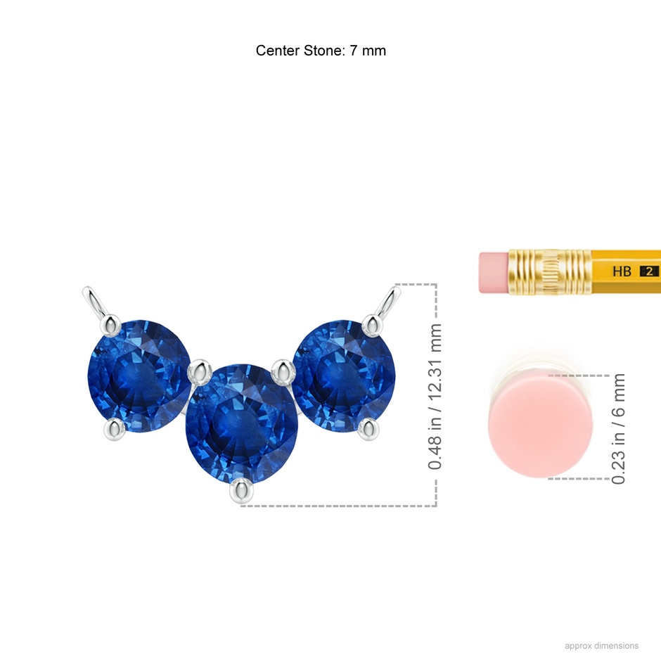 7mm AAA Classic Trio Sapphire Necklace in P950 Platinum ruler