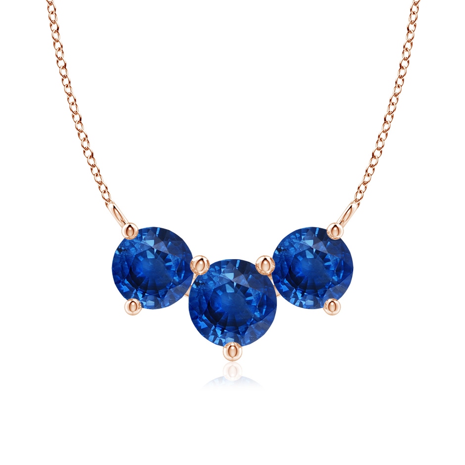 7mm AAA Classic Trio Sapphire Necklace in Rose Gold 