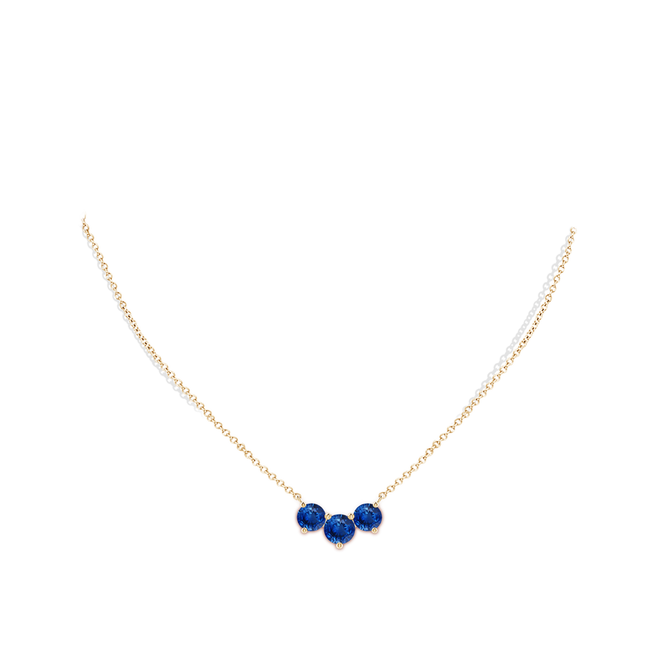 7mm AAA Classic Trio Sapphire Necklace in Yellow Gold pen