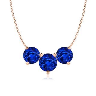 7mm AAAA Classic Trio Sapphire Necklace in Rose Gold