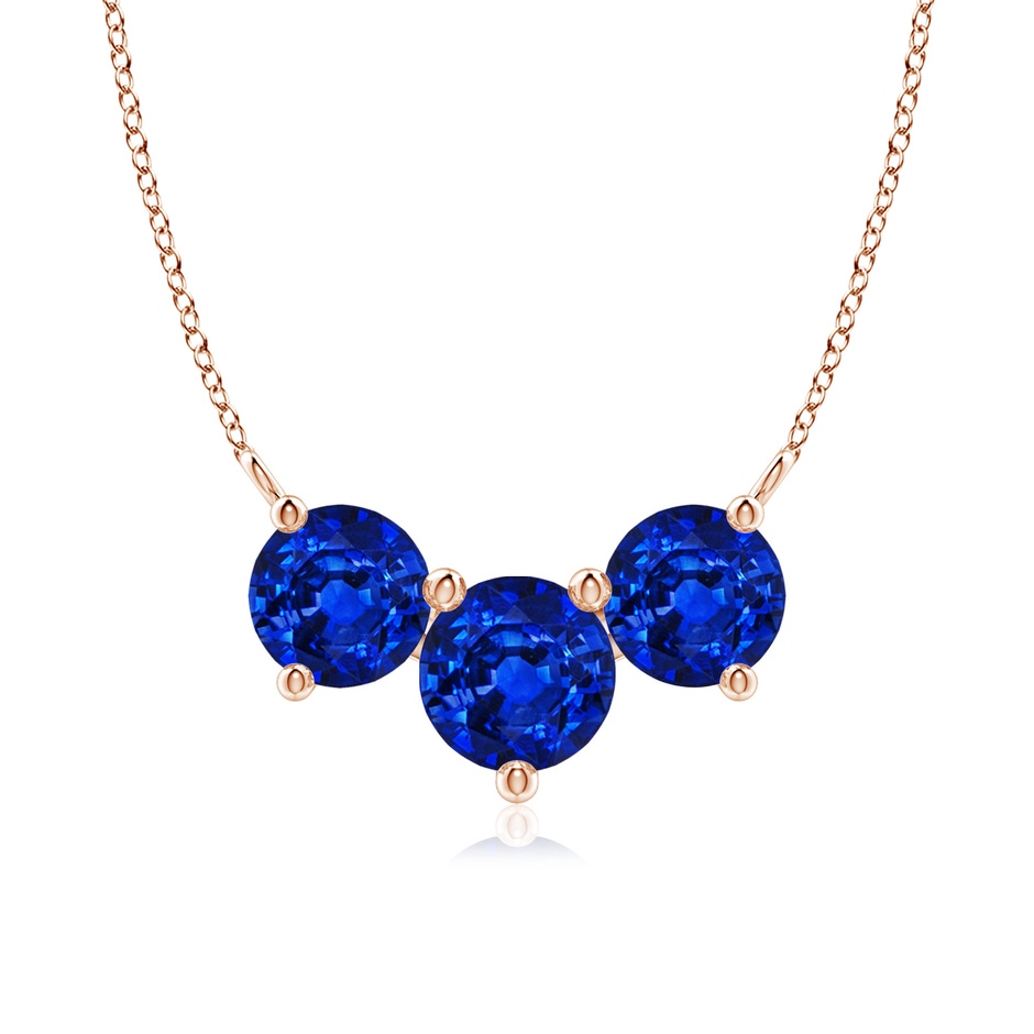7mm AAAA Classic Trio Sapphire Necklace in Rose Gold 