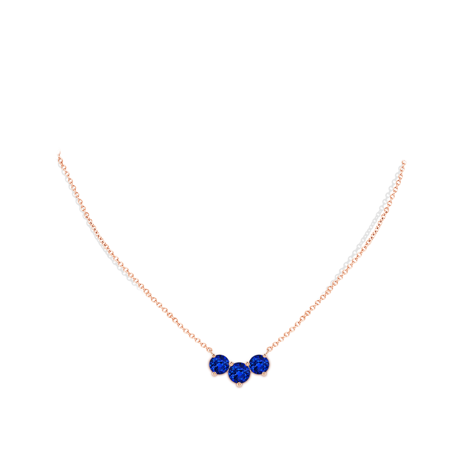 7mm AAAA Classic Trio Sapphire Necklace in Rose Gold pen