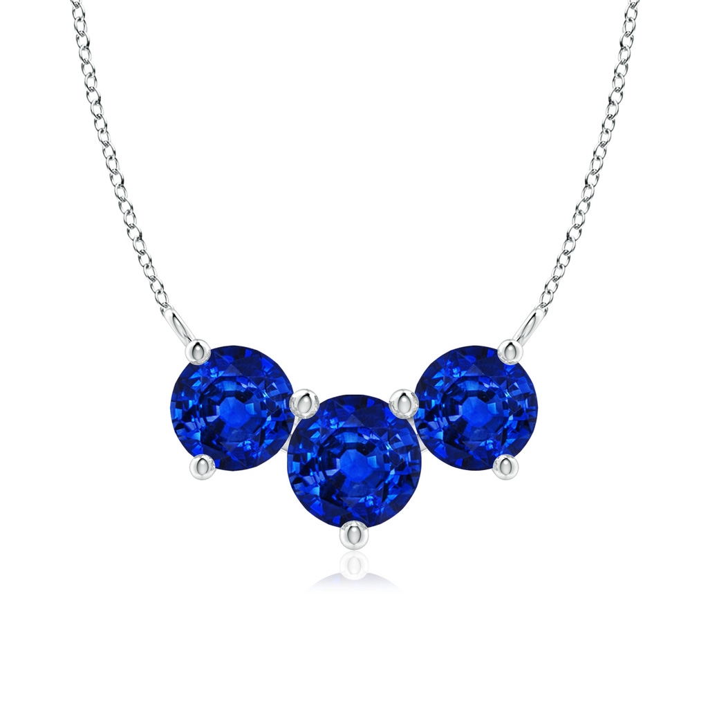 7mm Lab-Grown Classic Trio Sapphire Necklace in White Gold