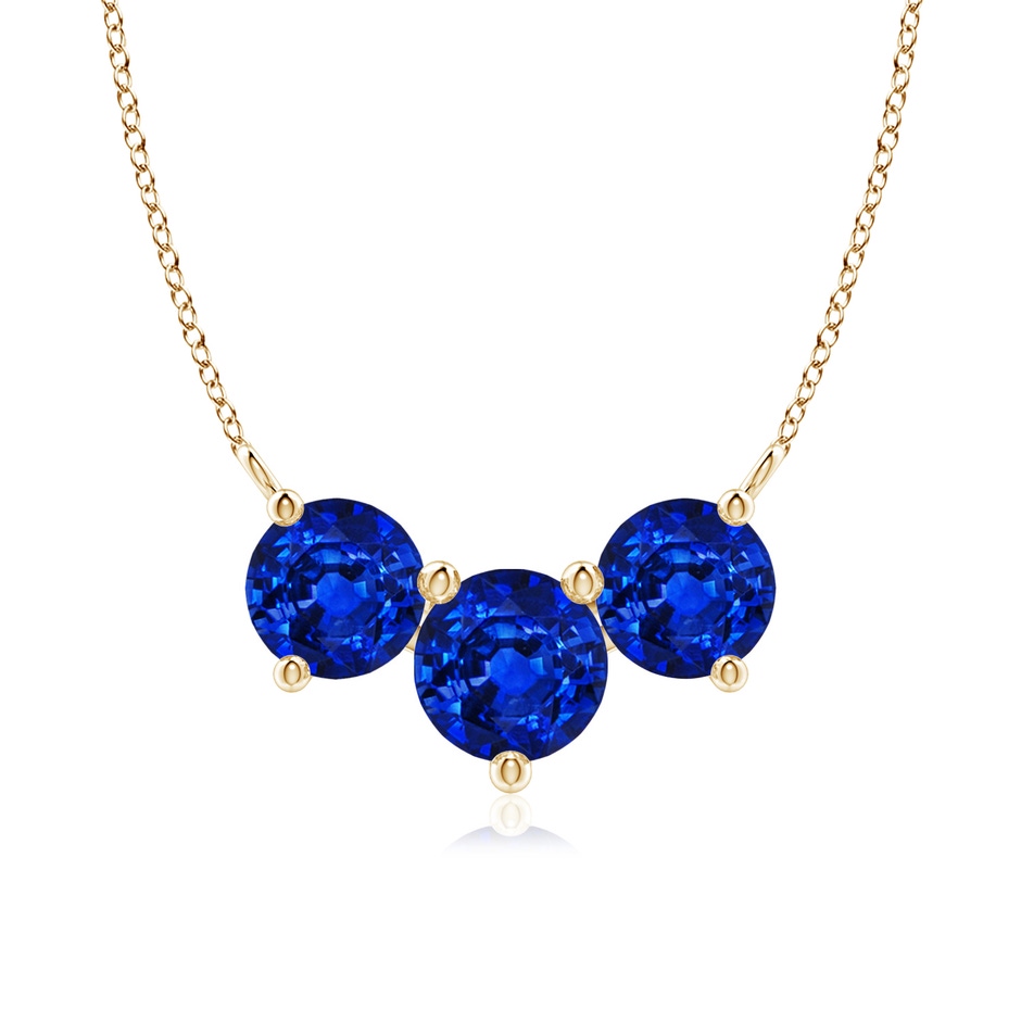 7mm AAAA Classic Trio Sapphire Necklace in Yellow Gold 