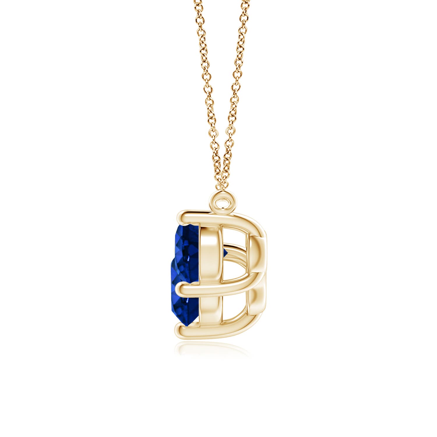 7mm AAAA Classic Trio Sapphire Necklace in Yellow Gold