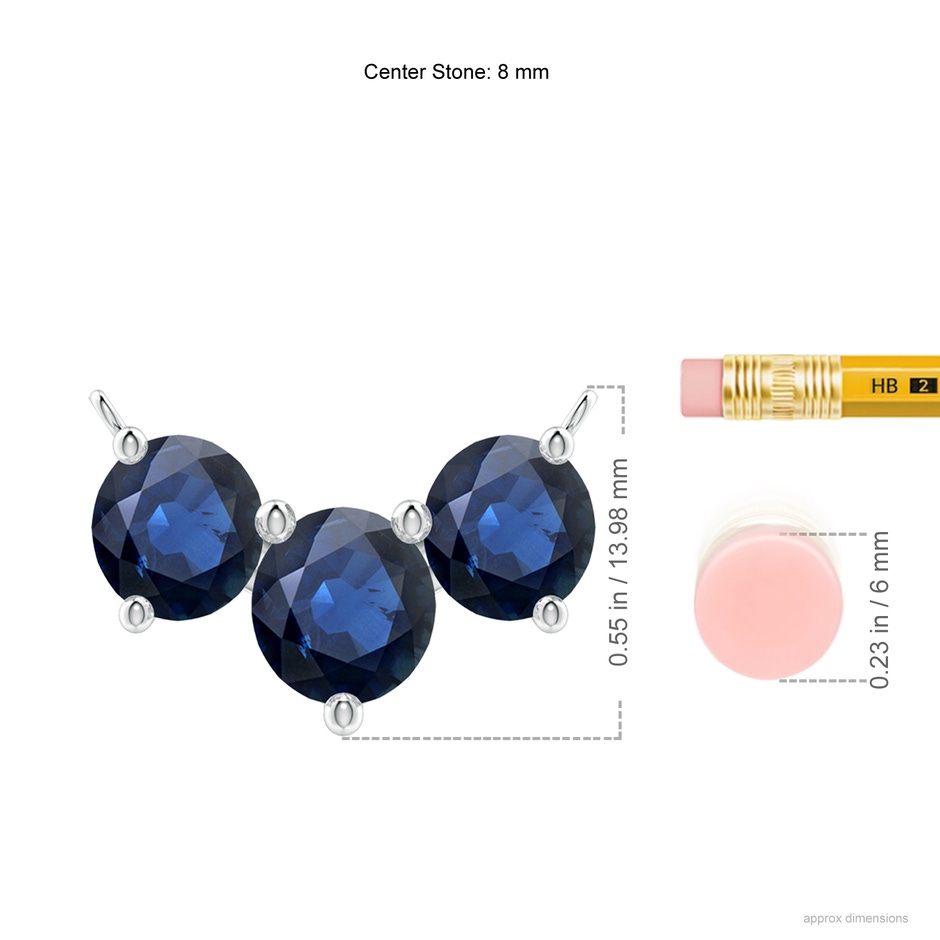 8mm AA Classic Trio Sapphire Necklace in White Gold ruler