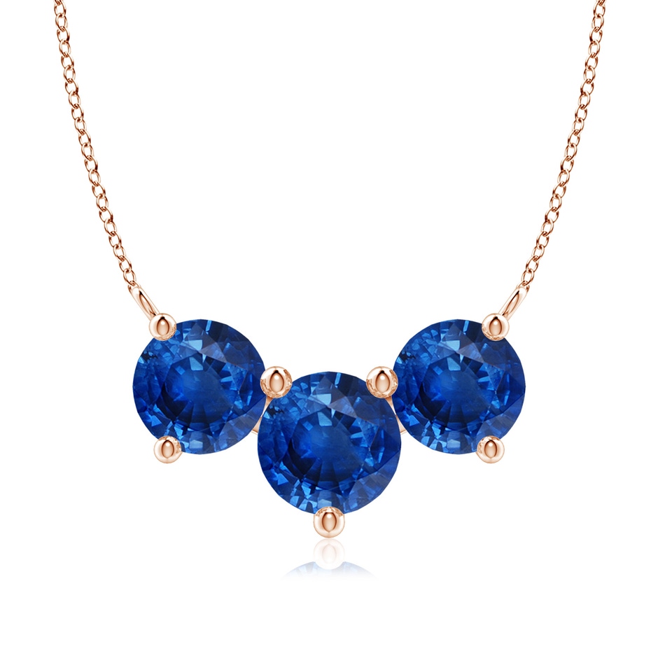 8mm AAA Classic Trio Sapphire Necklace in Rose Gold 