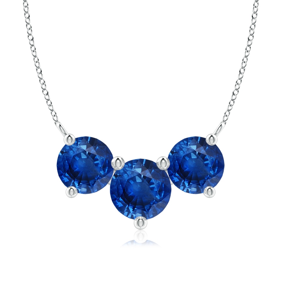 8mm AAA Classic Trio Sapphire Necklace in White Gold 