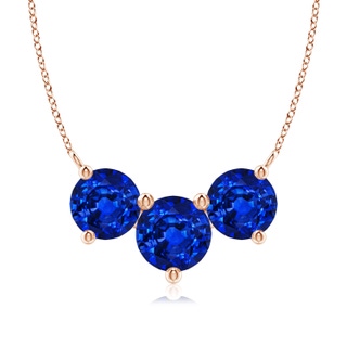 8mm AAAA Classic Trio Sapphire Necklace in 9K Rose Gold