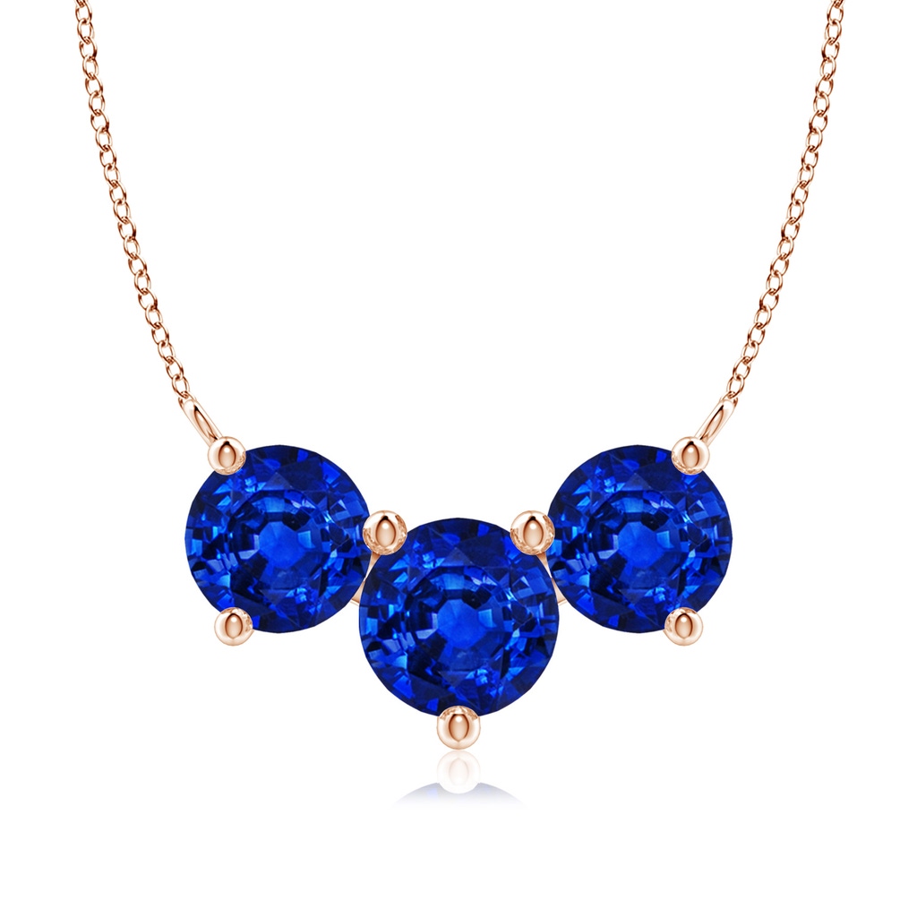 8mm AAAA Classic Trio Sapphire Necklace in Rose Gold
