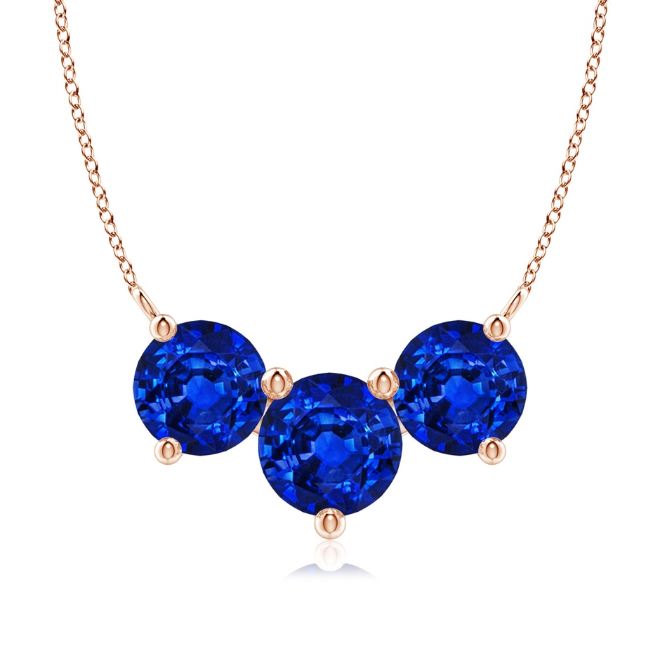 8mm Lab-Grown Classic Trio Sapphire Necklace in Rose Gold 