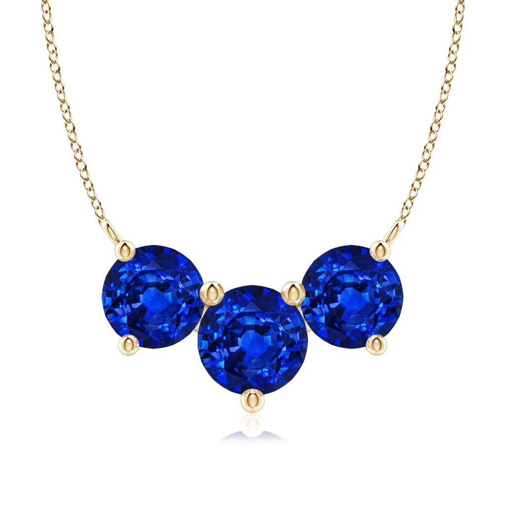 8mm AAAA Classic Trio Sapphire Necklace in Yellow Gold