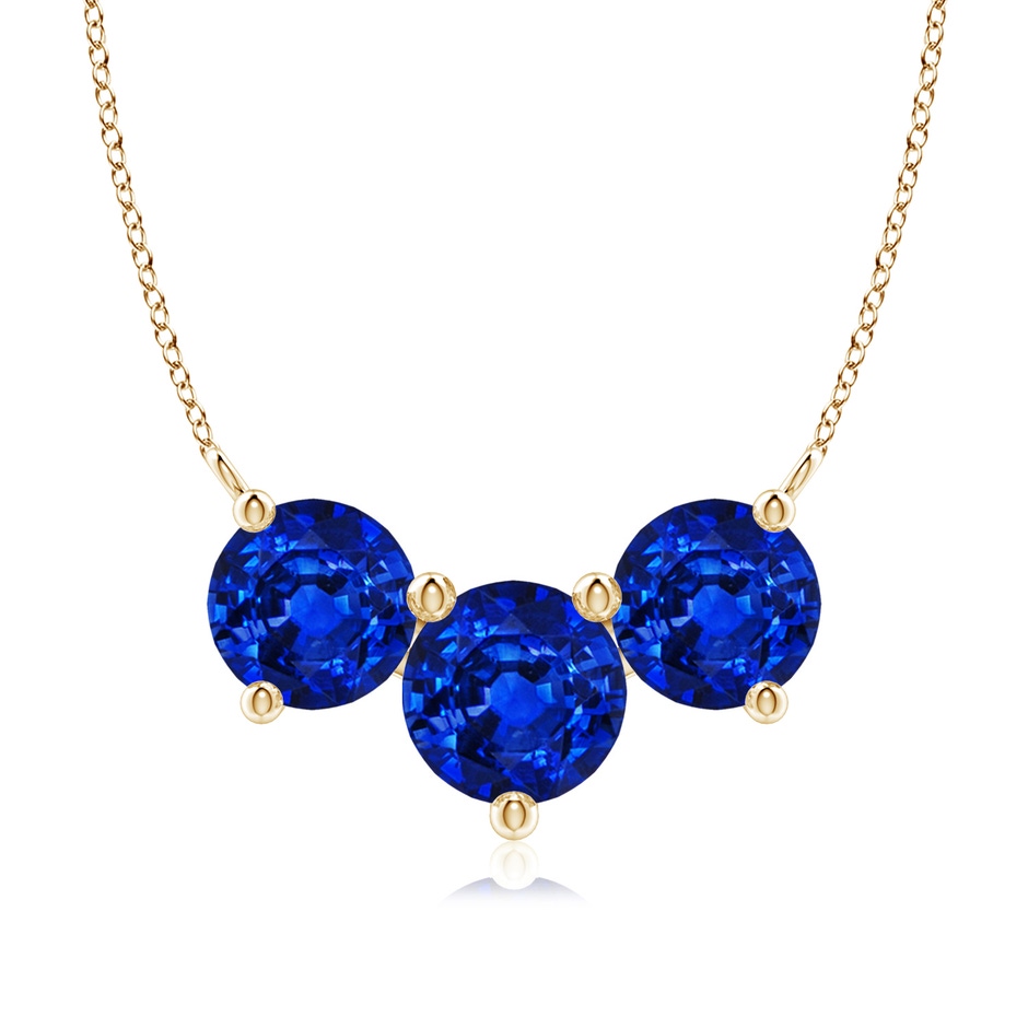 8mm Lab-Grown Classic Trio Sapphire Necklace in Yellow Gold 