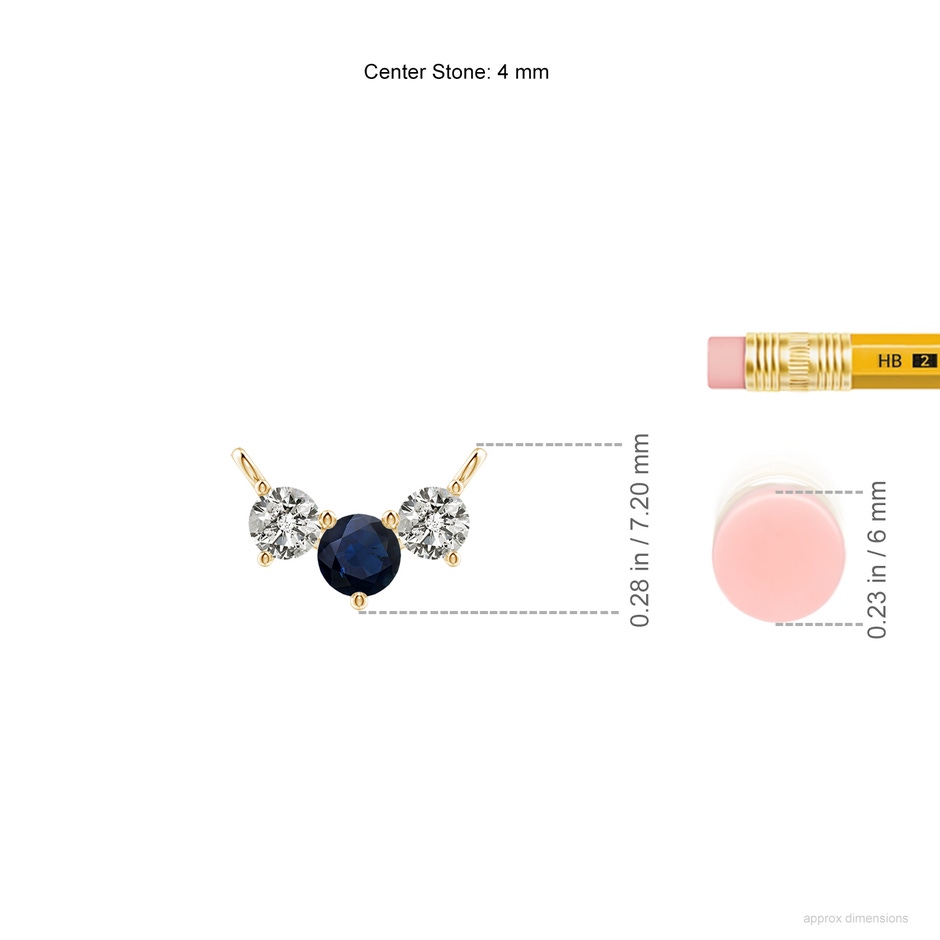 4mm A Classic Sapphire and Diamond Necklace in Yellow Gold ruler