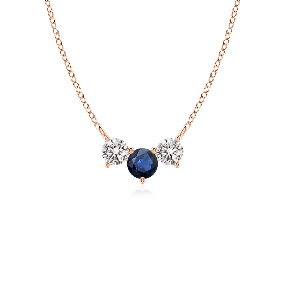 4mm AA Classic Sapphire and Diamond Necklace in Rose Gold 