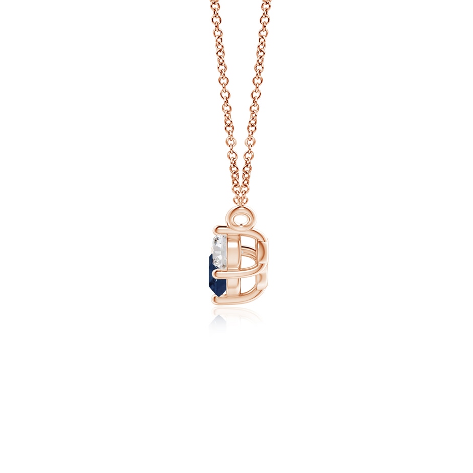 4mm AA Classic Sapphire and Diamond Necklace in Rose Gold side 199