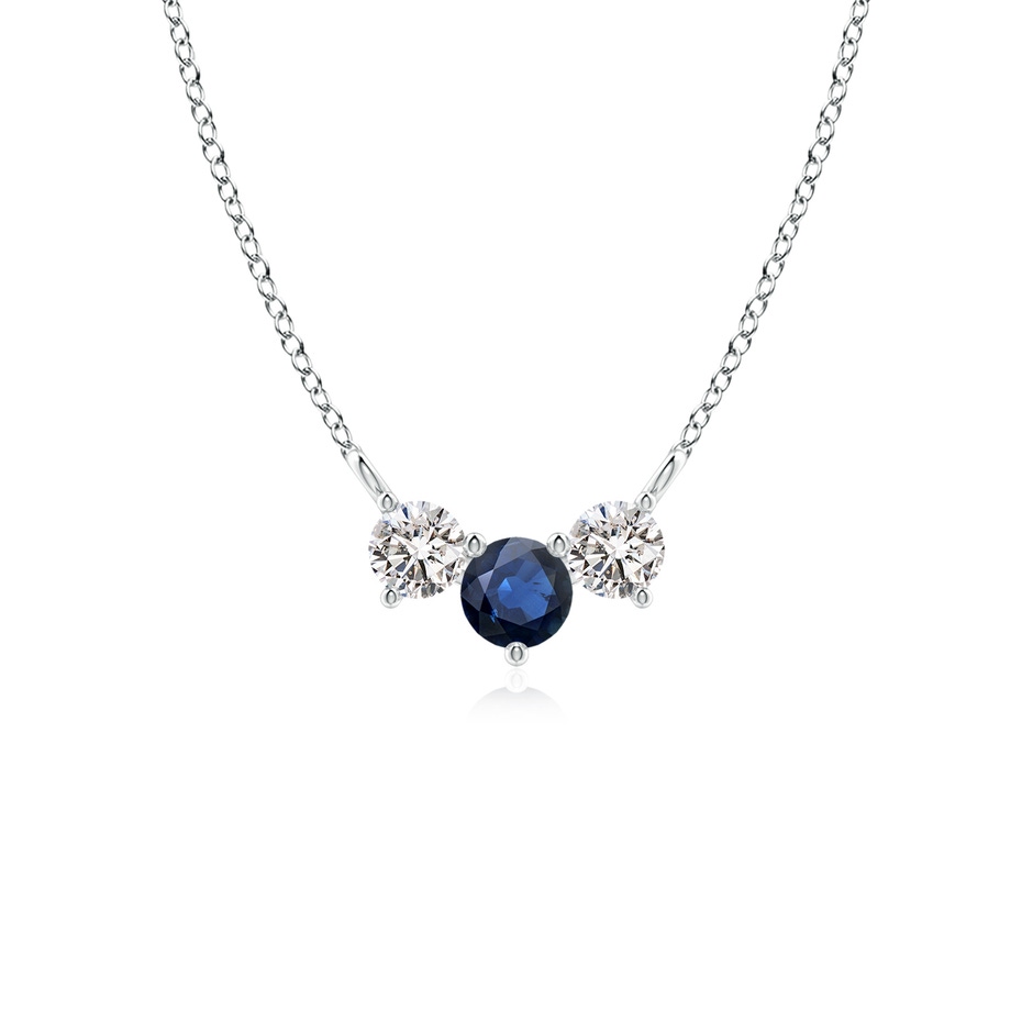 4mm AA Classic Sapphire and Diamond Necklace in White Gold 