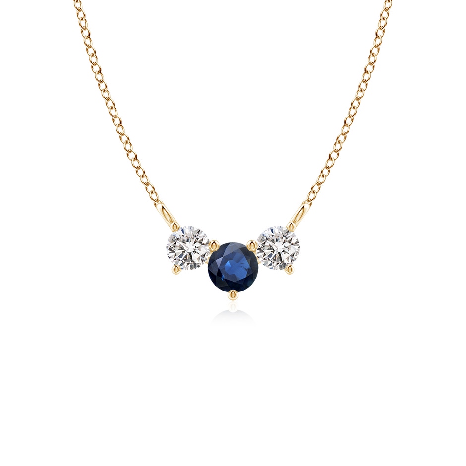 4mm AA Classic Sapphire and Diamond Necklace in Yellow Gold 