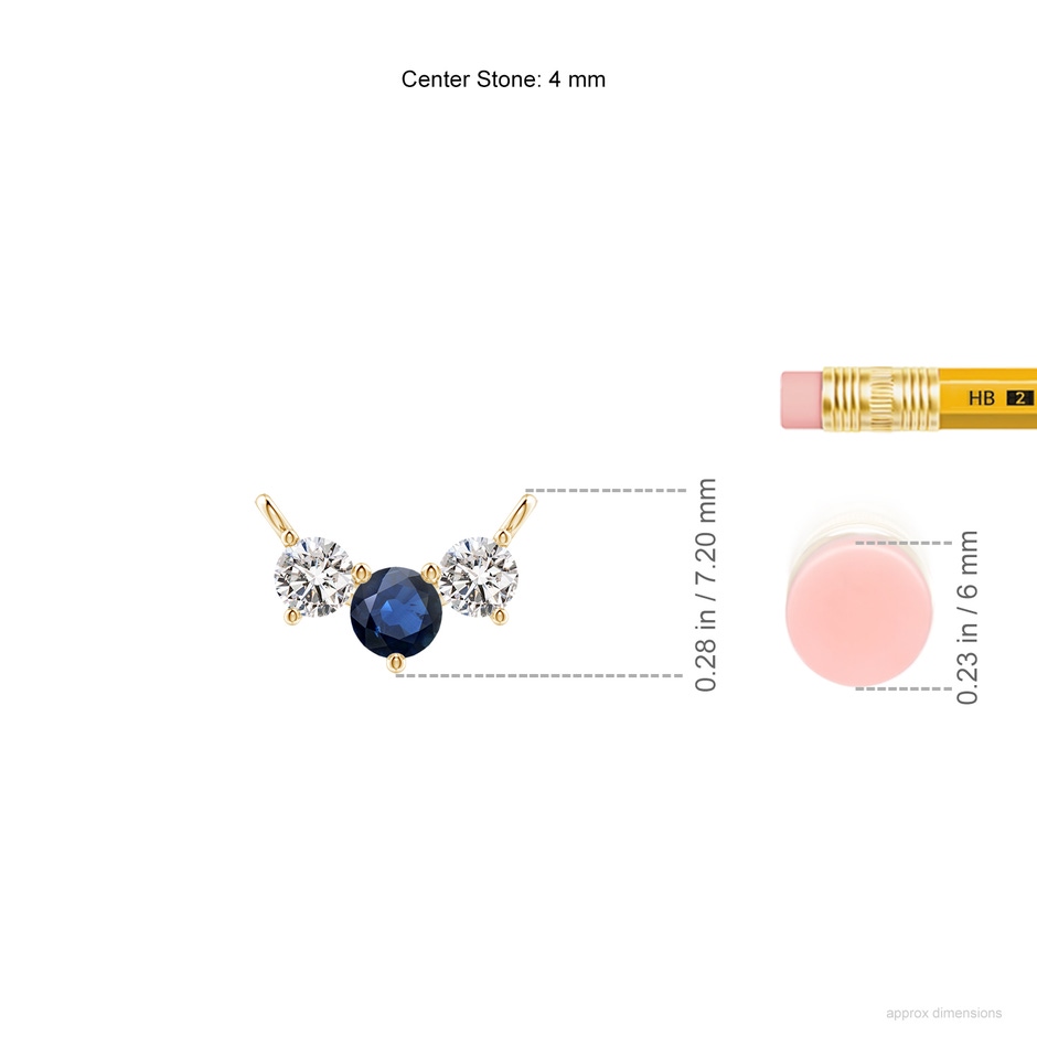 4mm AA Classic Sapphire and Diamond Necklace in Yellow Gold ruler