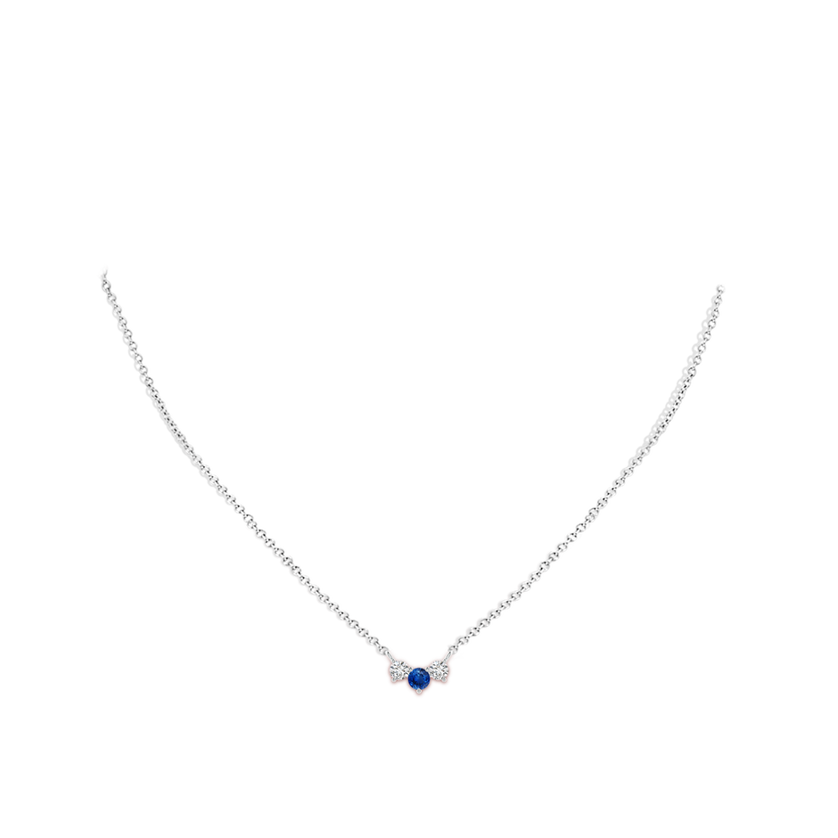 4mm AAA Classic Sapphire and Diamond Necklace in 18K White Gold pen
