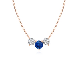 4mm AAA Classic Sapphire and Diamond Necklace in Rose Gold