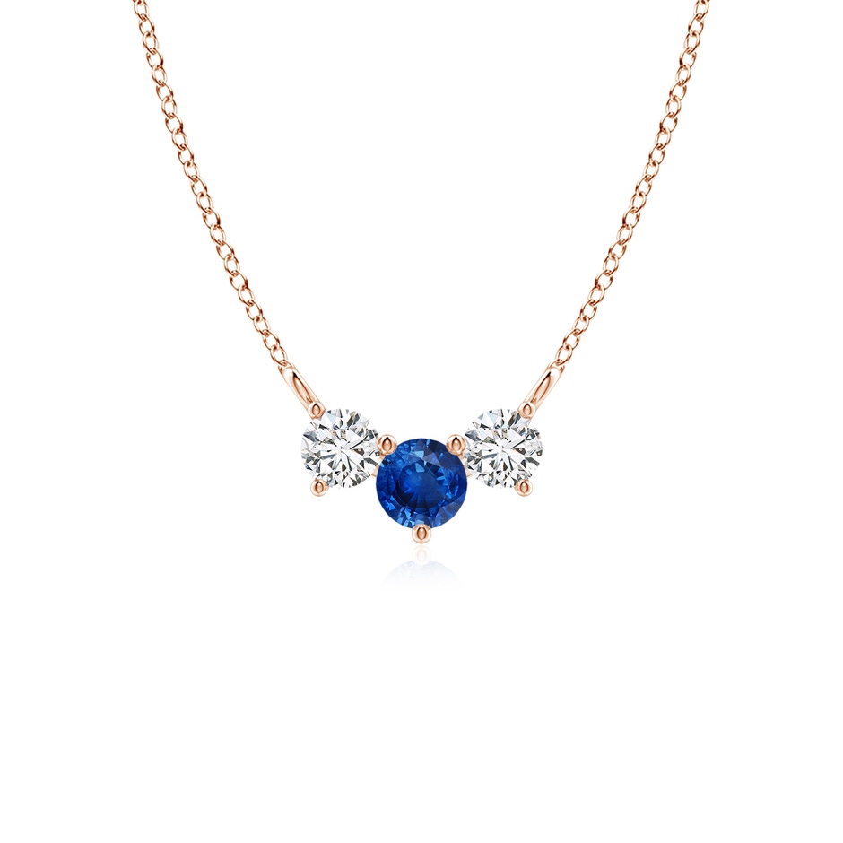 4mm AAA Classic Sapphire and Diamond Necklace in Rose Gold 