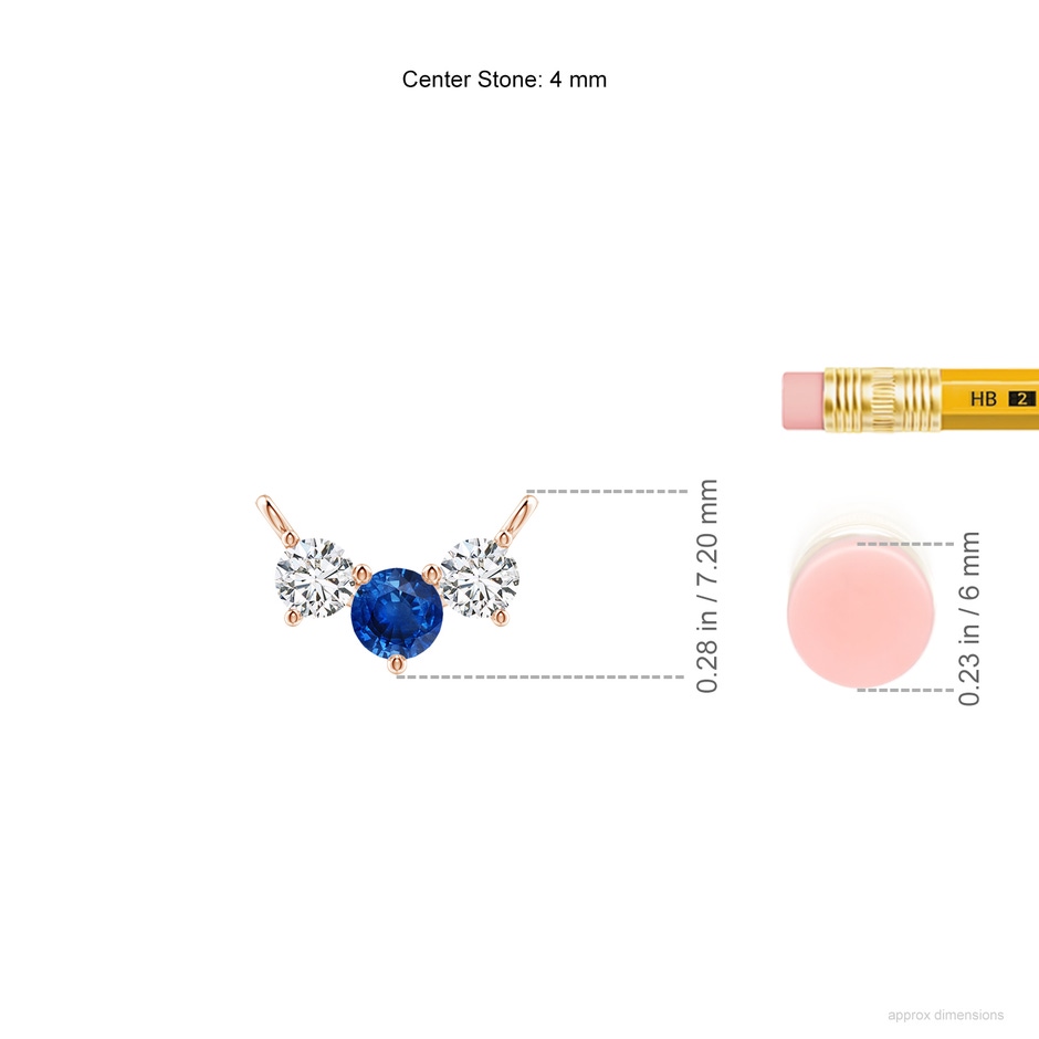 4mm AAA Classic Sapphire and Diamond Necklace in Rose Gold ruler