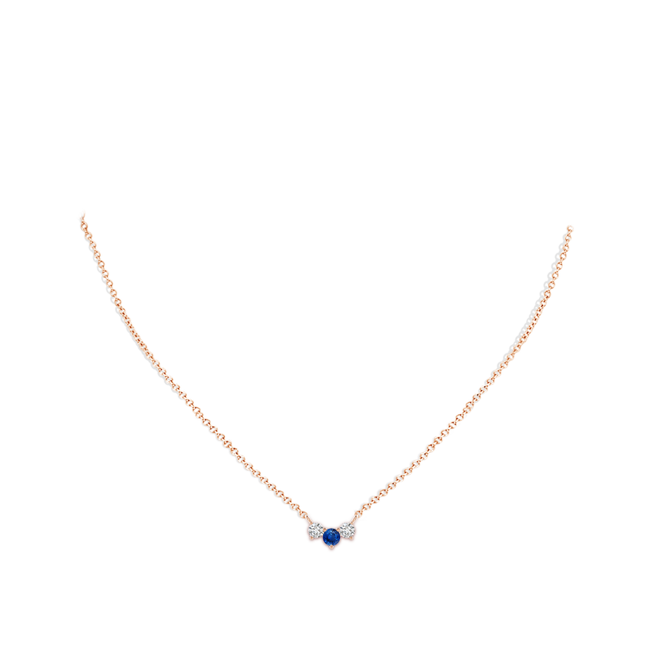 4mm AAA Classic Sapphire and Diamond Necklace in Rose Gold pen