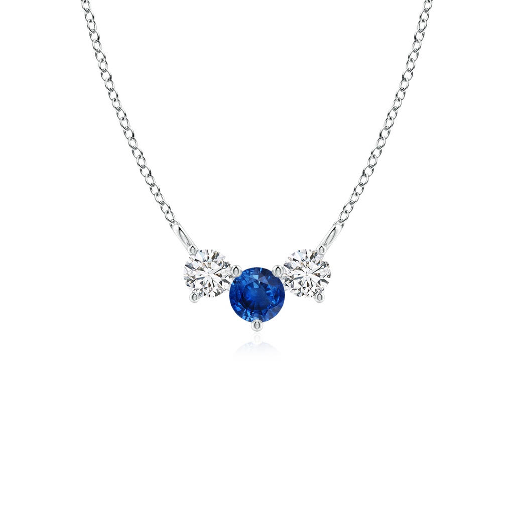 4mm AAA Classic Sapphire and Diamond Necklace in White Gold