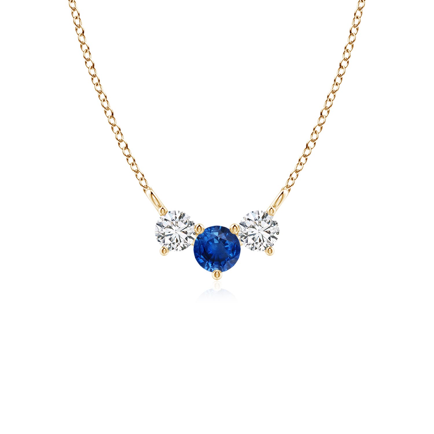 9ct Yellow Gold Created Sapphire and Diamond Pendant 46cm Gold Plated –  Shiels Jewellers