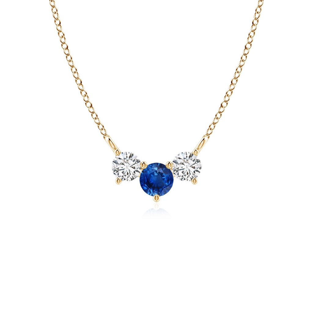 4mm AAA Classic Sapphire and Diamond Necklace in Yellow Gold