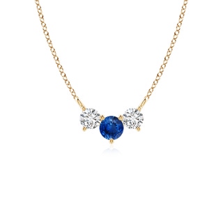 4mm AAA Classic Sapphire and Diamond Necklace in Yellow Gold