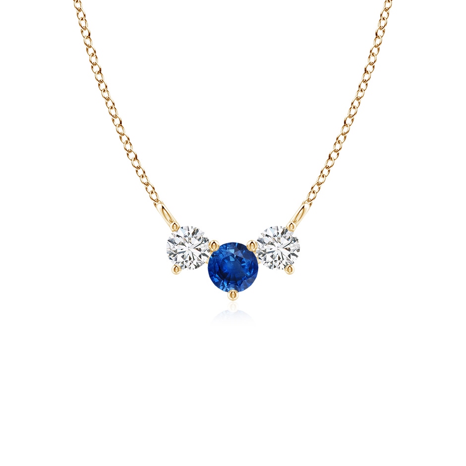 4mm AAA Classic Sapphire and Diamond Necklace in Yellow Gold 