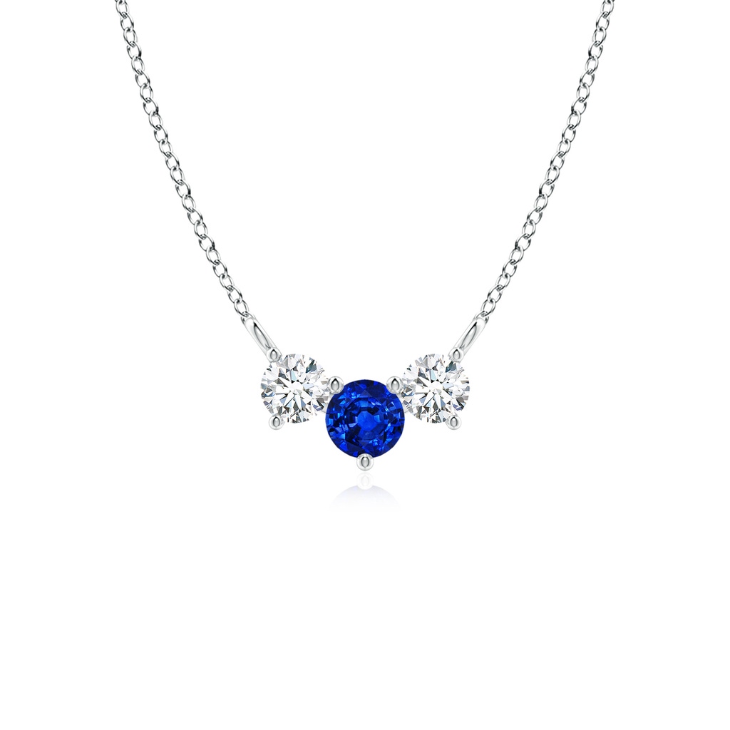 4mm AAAA Classic Sapphire and Diamond Necklace in P950 Platinum