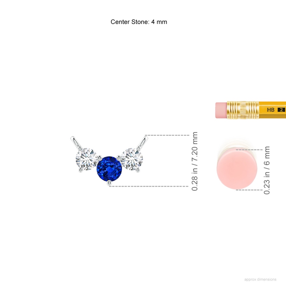 4mm AAAA Classic Sapphire and Diamond Necklace in P950 Platinum ruler