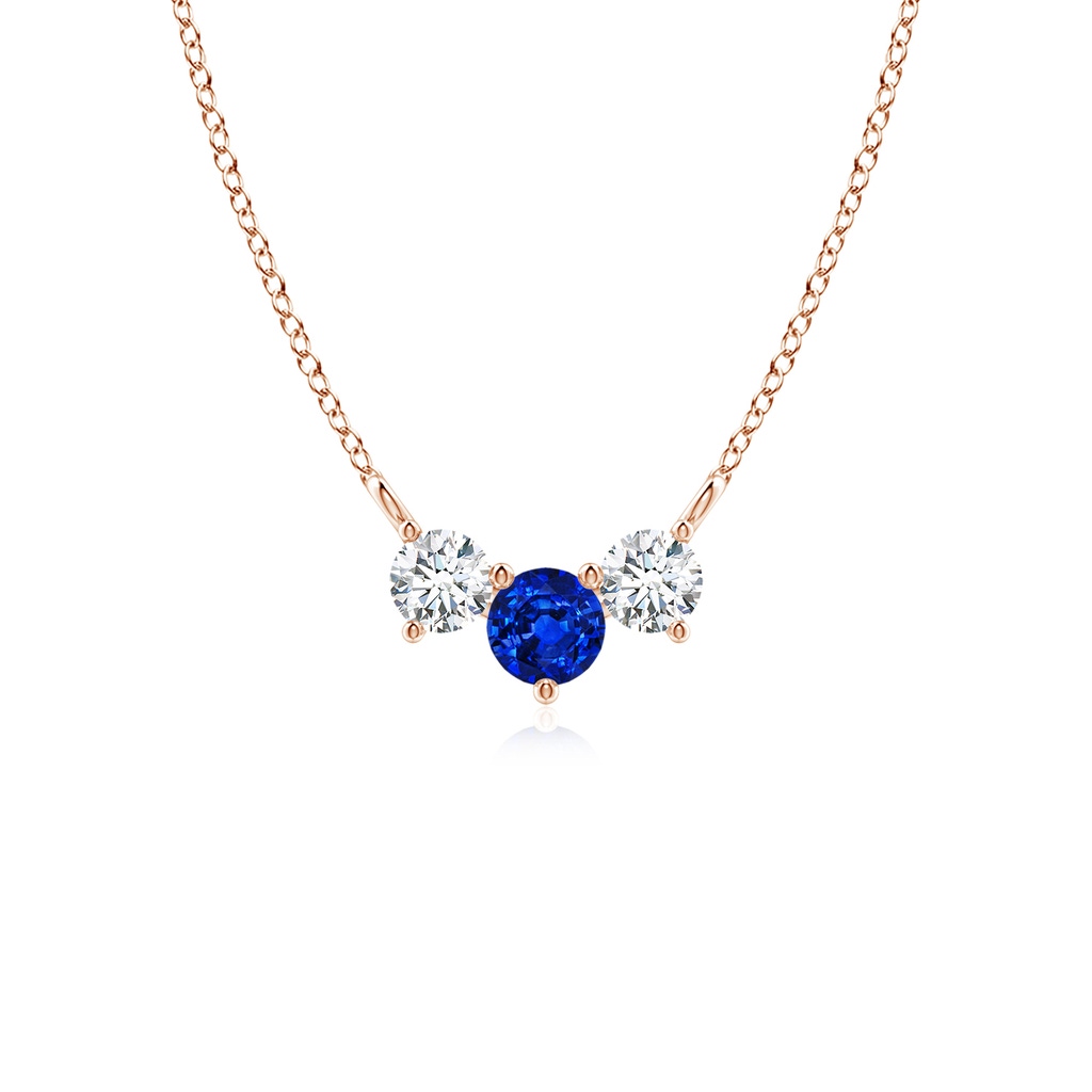 4mm AAAA Classic Sapphire and Diamond Necklace in Rose Gold