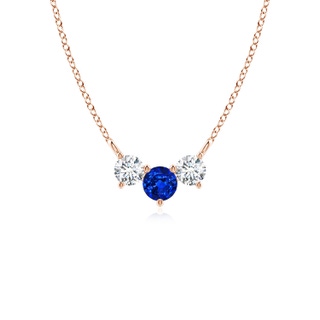 4mm AAAA Classic Sapphire and Diamond Necklace in Rose Gold