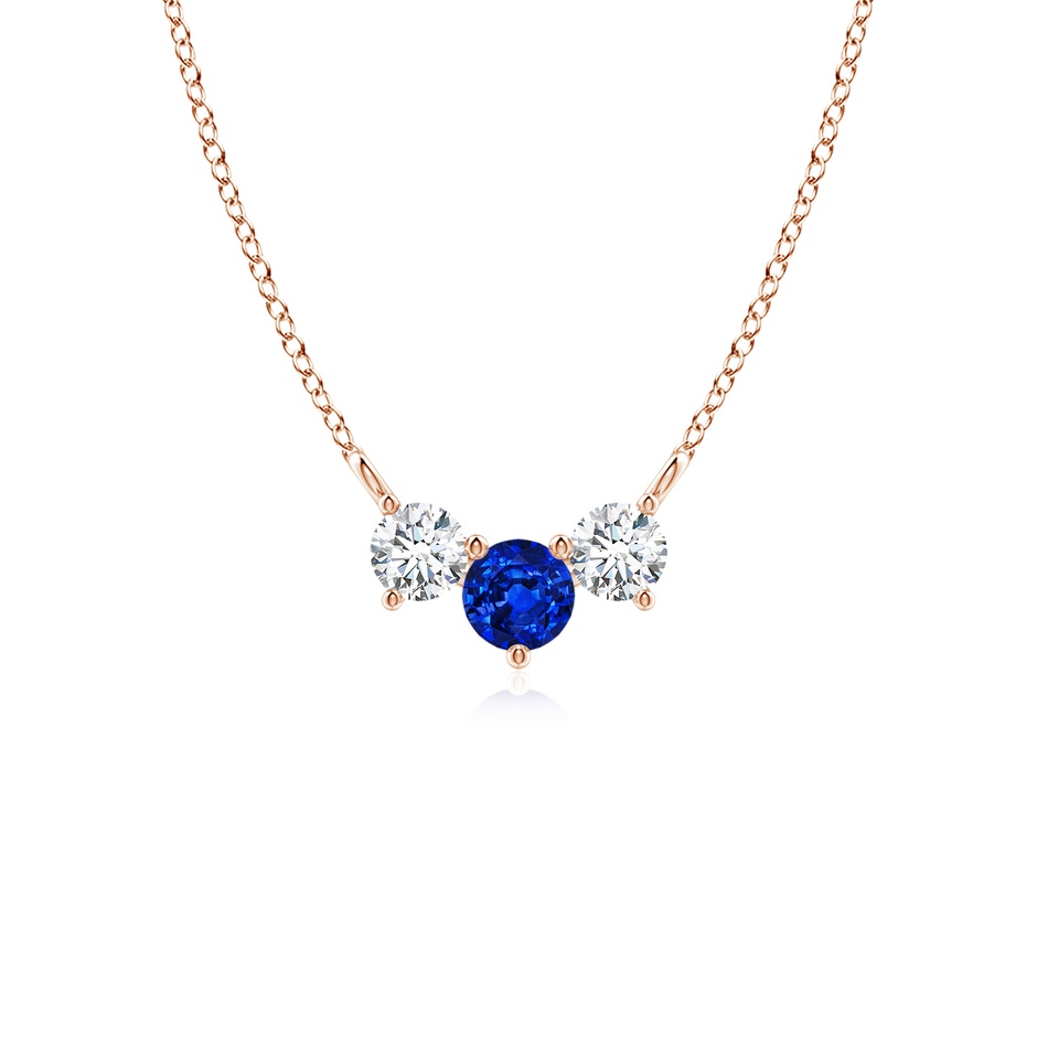 4mm AAAA Classic Sapphire and Diamond Necklace in Rose Gold 