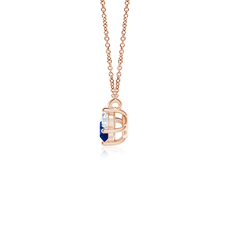 4mm AAAA Classic Sapphire and Diamond Necklace in Rose Gold side 199