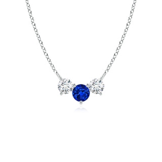 4mm AAAA Classic Sapphire and Diamond Necklace in White Gold